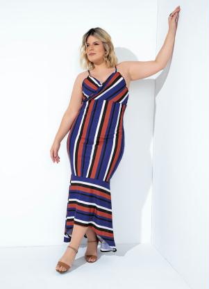 Vestido (Listrado) com Barra Mullet Plus Size