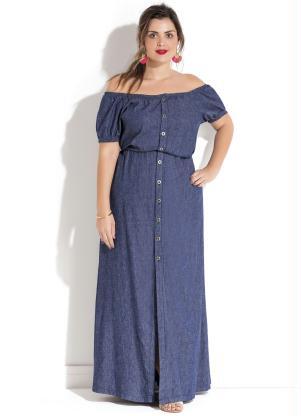 vestido jeans plus size barato