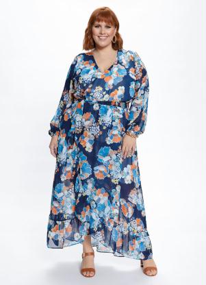 Vestido Plus Size (Floral) Transpassado