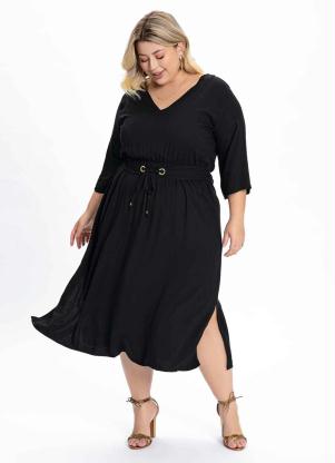 Vestido Plus Size (Preto) com Ilh�s