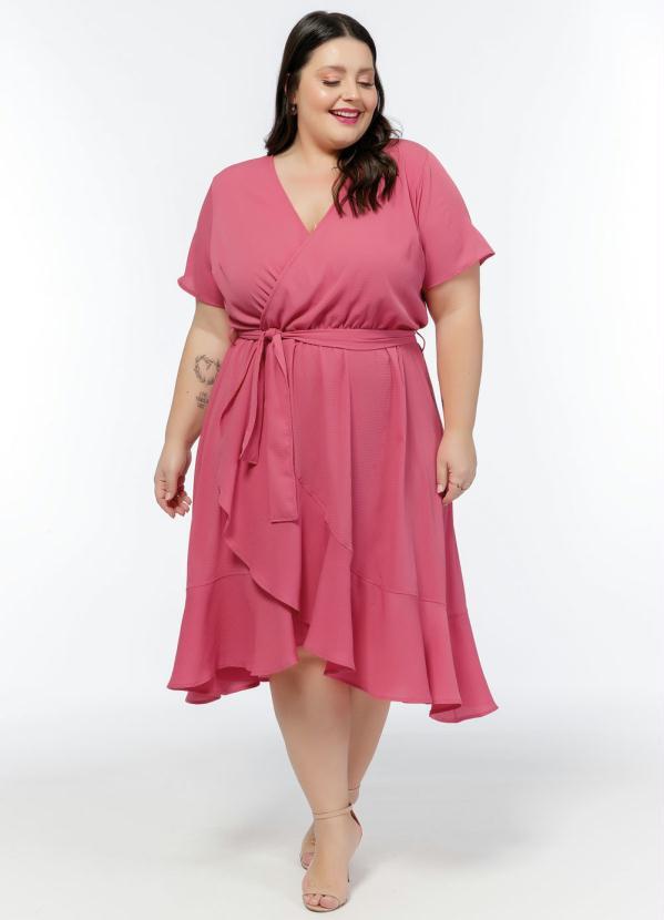 vestido plus size rosa