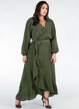 Vestido Plus Size (Verde) com Babados