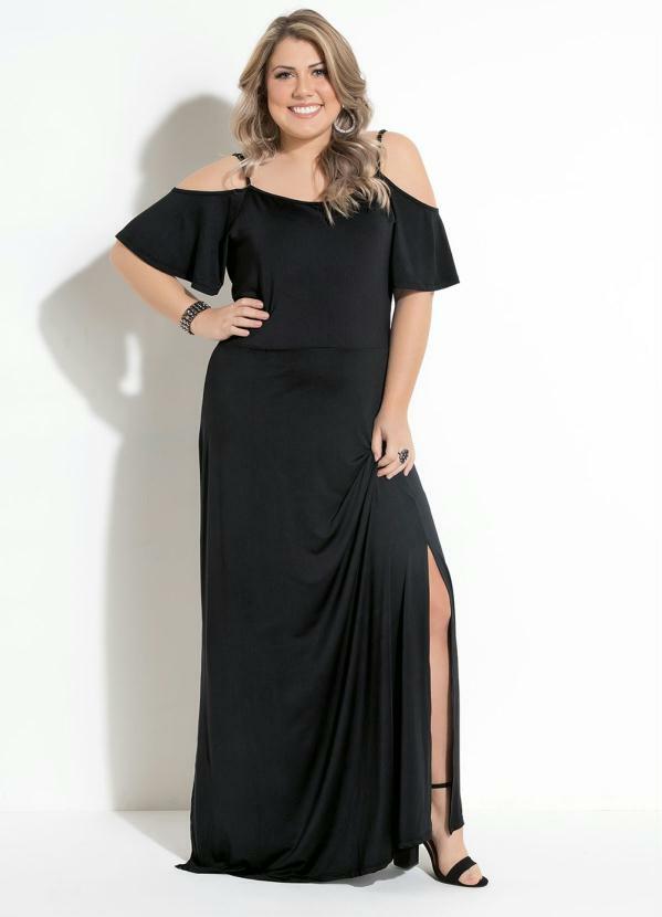 vestido ombro a ombro longo plus size