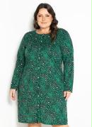 Vestido Animal Print Verde com Bot�es Plus Size