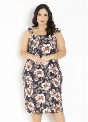 Vestido (Floral) com Alças em Babado Plus Size Vestido (Floral) com Alças em Babado Plus Size