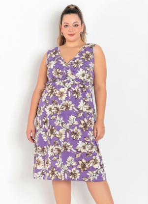 Vestido (Floral) com Transpasse Plus Size