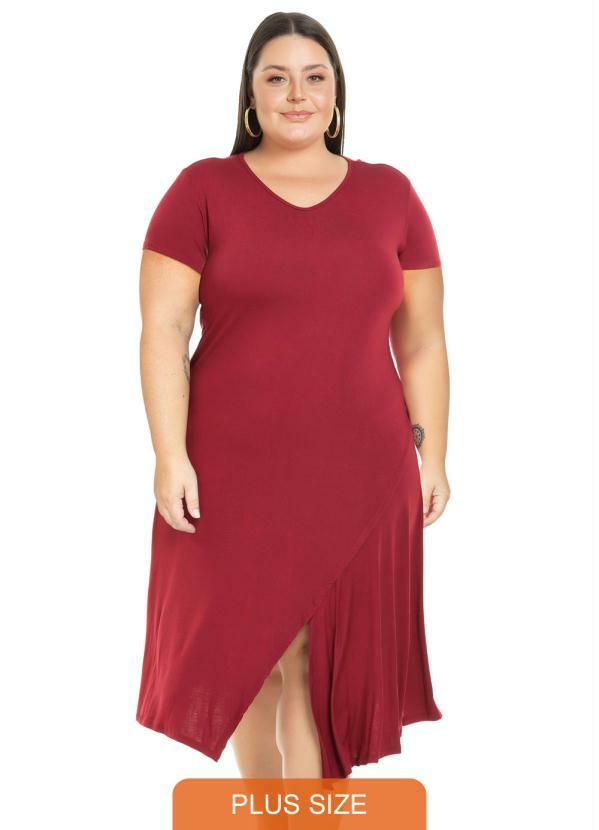 vestido midi fenda frontal