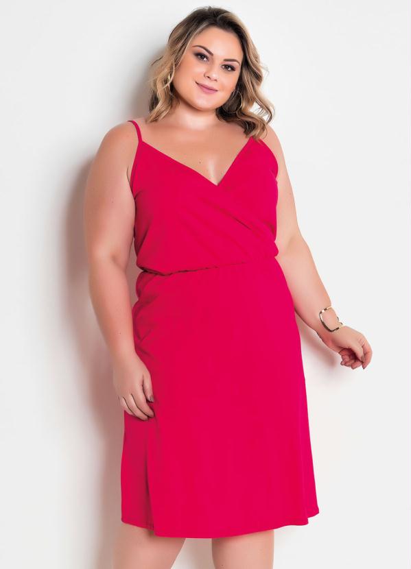 Vestido Midi (Vermelho) com Al�as Plus Size