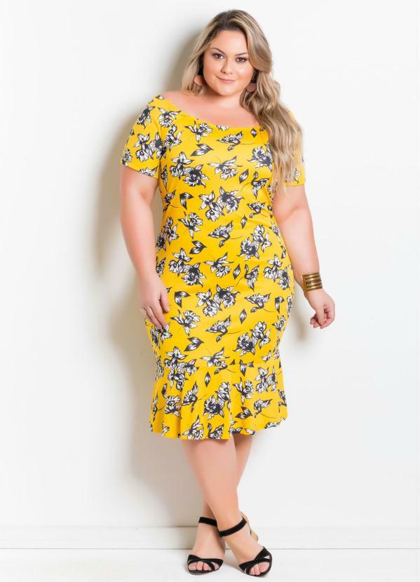 vestido ombro a ombro longo plus size