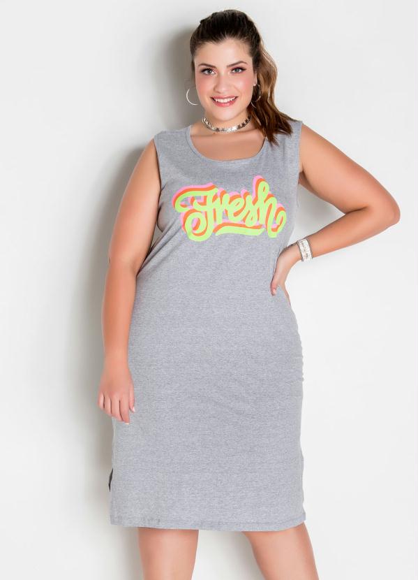Vestido Plus Size (Mescla) com Estampa Neon Vestido Plus Size (Mescla) com Estampa Neon