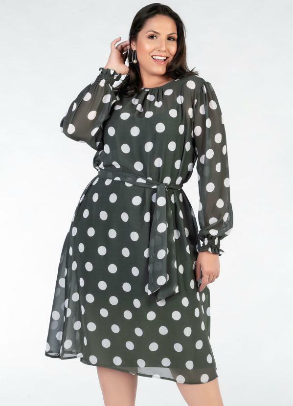 Vestido Plus Size (Verde Poá) Vestido Plus Size (Verde Poá)