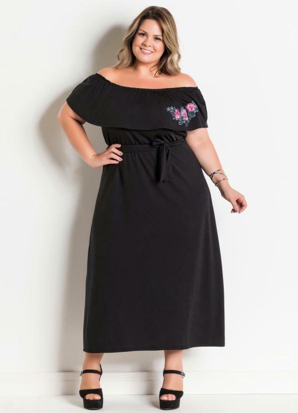 vestido ciganinha preto plus size