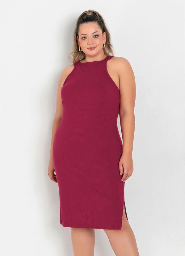 Vestido Tubinho (Bordô) com Fendas Plus Size Vestido Tubinho (Bordô) com Fendas Plus Size