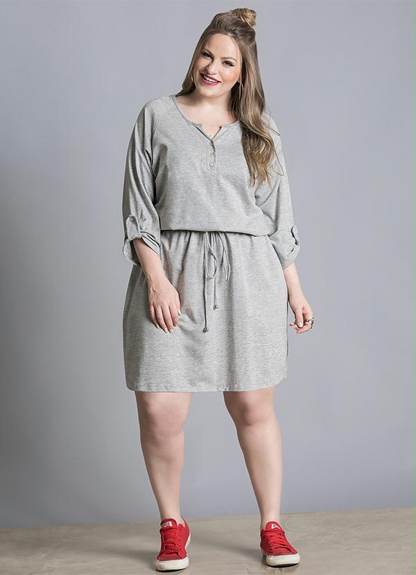Vestido Acinturado Mescla Plus Size - Quintess
