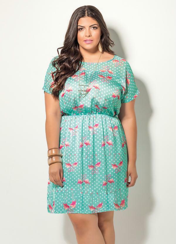 vestido estampa flamingo