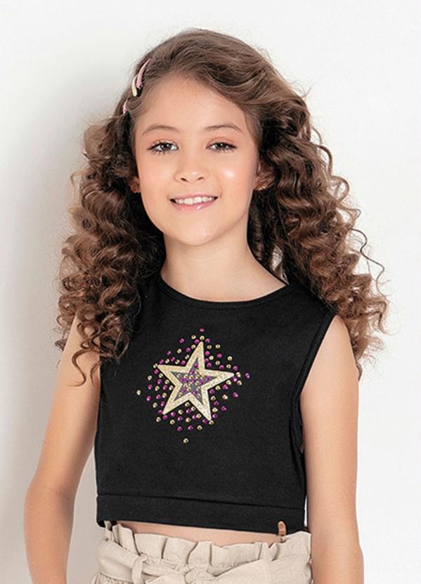 Cropped Infantil (Preto) com Aplica��o