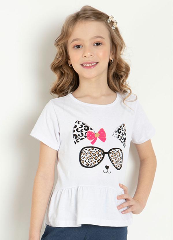 Blusa Infantil (Branca) com Babado e Estampa Blusa Infantil (Branca) com Babado e Estampa