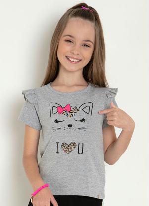 Blusa Infantil (Mescla) com Babado nas Mangas Blusa Infantil (Mescla) com Babado nas Mangas
