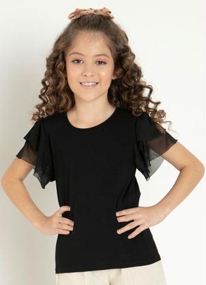 Blusa Infantil (Preta) com Babados nas Mangas Blusa Infantil (Preta) com Babados nas Mangas