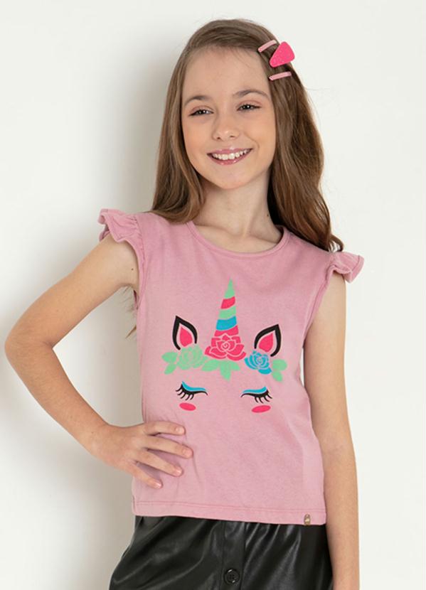 Blusa Infantil (Rose) com Manga Babado e Estampa