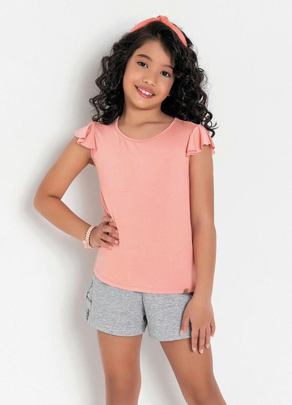 Blusa Infantil (Rose) com Mangas em Babado Blusa Infantil (Rose) com Mangas em Babado