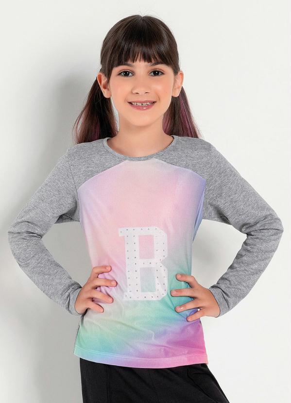 Blusa Infantil Manga Longa (Mescla) com Estampa