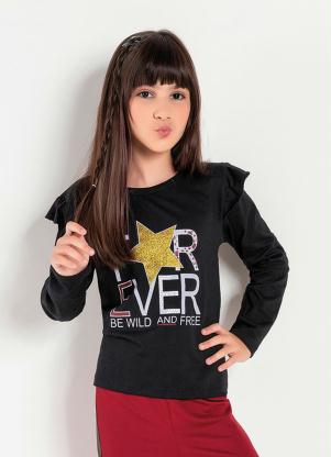 Blusa Infantil (Preta) com Babados Blusa Infantil (Preta) com Babados