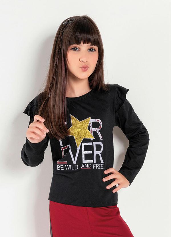 Blusa Infantil (Preta) com Babados Blusa Infantil (Preta) com Babados