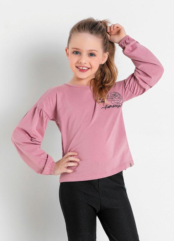 Blusa Infantil (Rosa) com Mangas Amplas