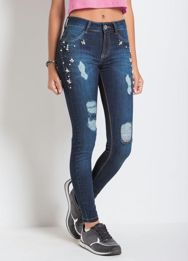 Cal�a Boot Cut (Jeans) Sawary Cigarrete com P�rola