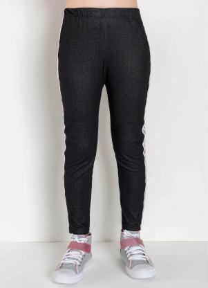 Cal�a Infantil com Listras Laterais (Preta)