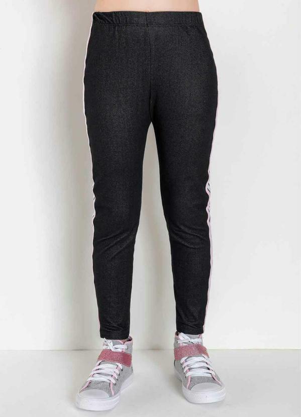 Cal�a Infantil com Listras Laterais (Preta)