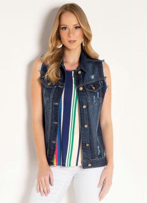 Colete Sawary (Jeans) Juvenil com Desfiados