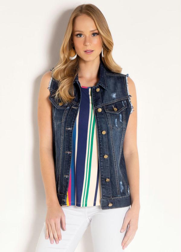 Colete Sawary (Jeans) Juvenil com Desfiados