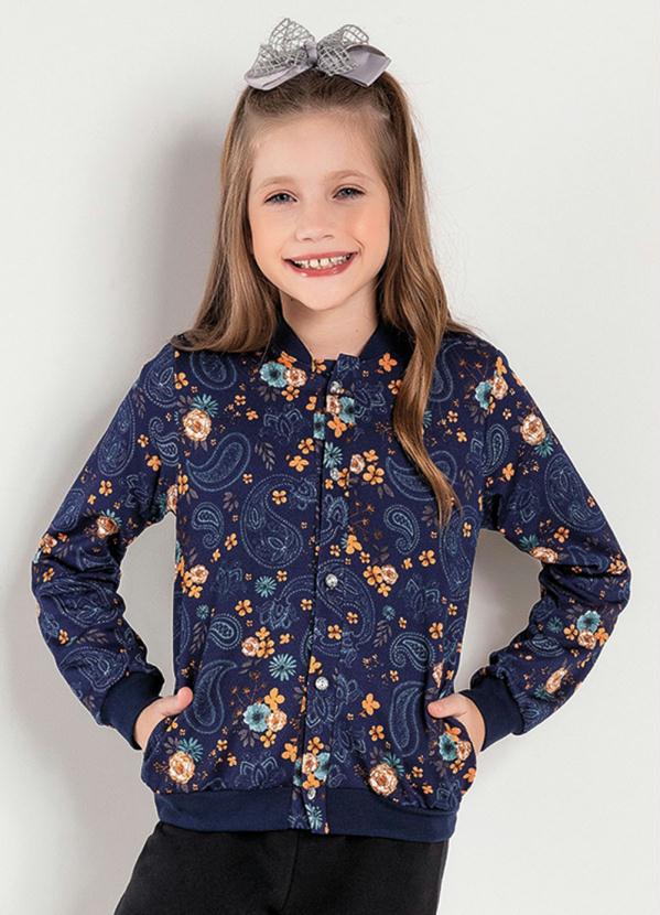 Jaqueta Bomber Infantil (Floral Azul)