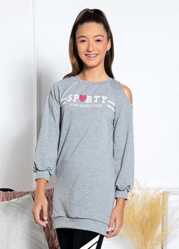 Casaco Juvenil (Mescla) com Ombro Vazado