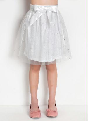 Saia Infantil (Branca) com El�stico e Tule (Prata)