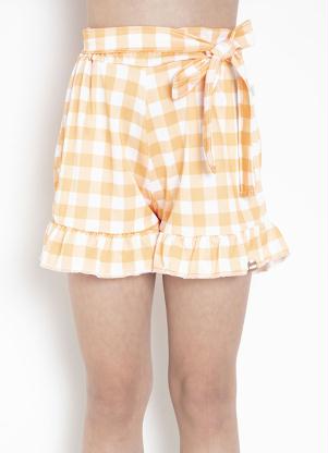 Shorts Infantil (Xadrez Laranja) com Amarra��o