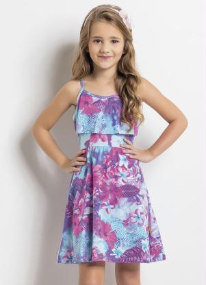 Vestido de Al�as (Floral) com Babado Infantil