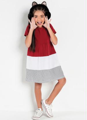 Vestido Infantil (Bordô) com Recortes Vestido Infantil (Bordô) com Recortes