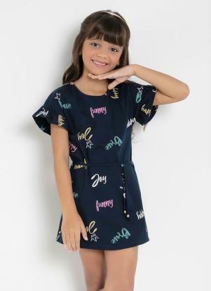 Vestido Infantil Estampado (Marinho) Rovitex