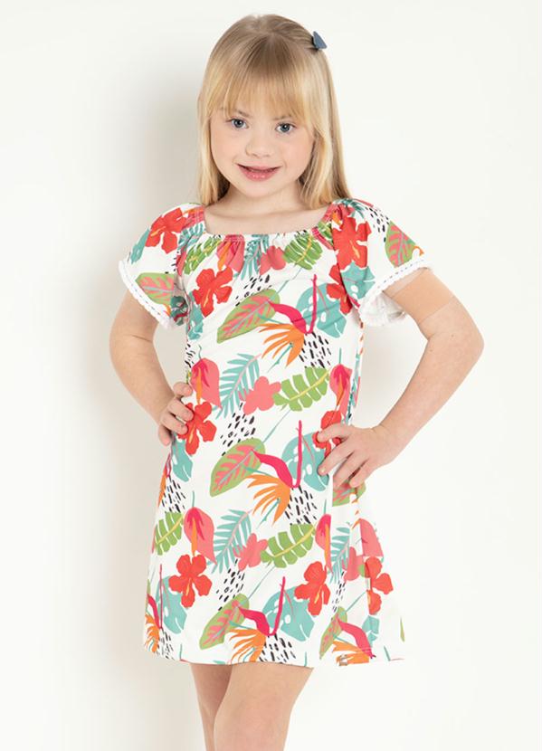 Vestido Infantil (Folhagem) Ombro a Ombro