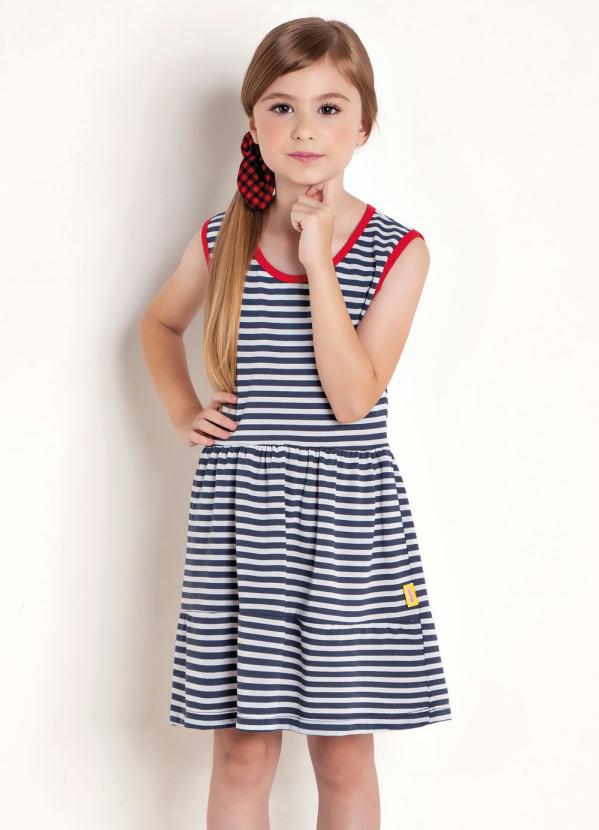 Vestido Infantil (Listrado) com Recortes Vestido Infantil (Listrado) com Recortes