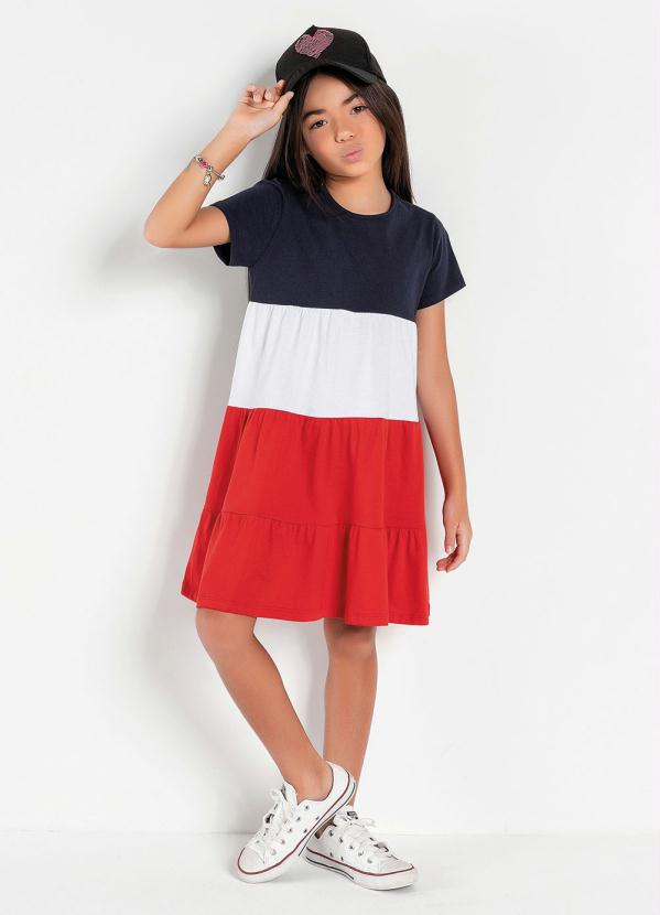 Vestido Infantil (Marinho/Branco/Vermelho)