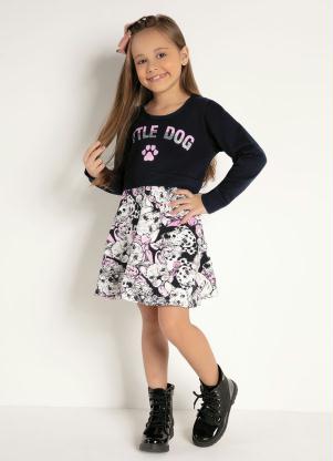 Vestido Infantil (Preto e Animal Print) Rovitex