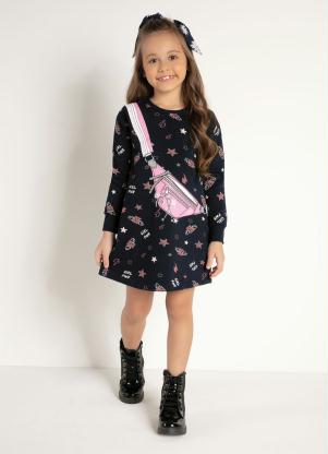Vestido Infantil (Preto) Estampado Rovitex