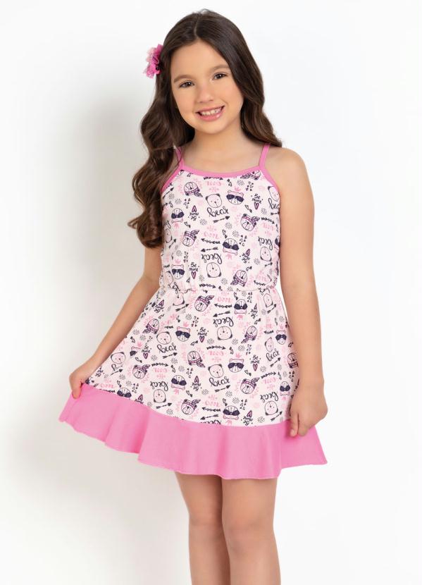 Moda Pop - Vestido Infantil Raposas Rosa