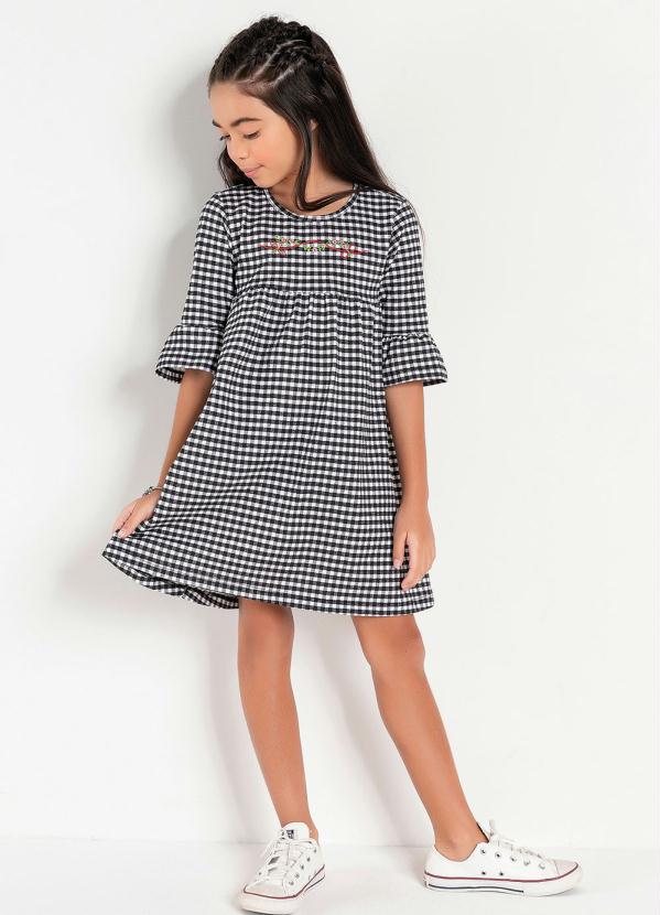 Vestido Infantil (Xadrez) com Bordado Vestido Infantil (Xadrez) com Bordado