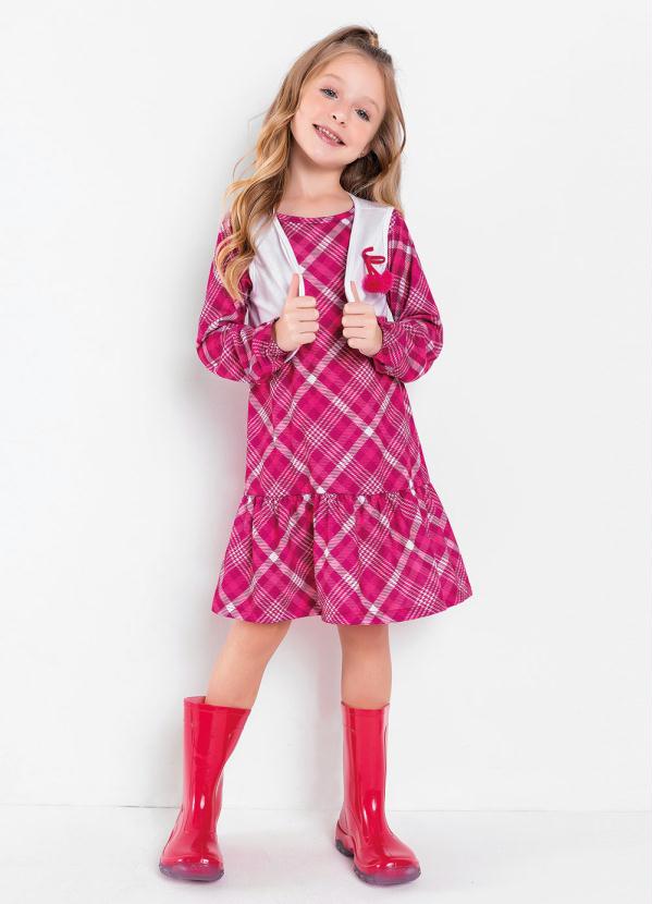 Vestido Infantil (Xadrez Rosa) com Bolero Vestido Infantil (Xadrez Rosa) com Bolero