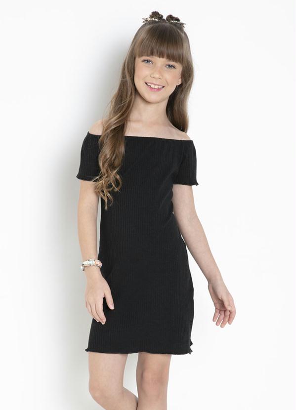 Vestido (Preto) com Detalhe em Frufru Vestido (Preto) com Detalhe em Frufru